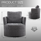 Swivel Accent Barrel Chair with Round Arms and Pillow