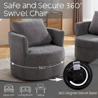 Swivel Accent Barrel Chair with Round Arms and Pillow