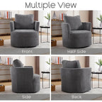 Swivel Accent Barrel Chair with Round Arms and Pillow