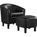 Ensemble fauteuil d’appoint et pouf en similicuir