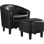 Ensemble fauteuil d’appoint et pouf en similicuir