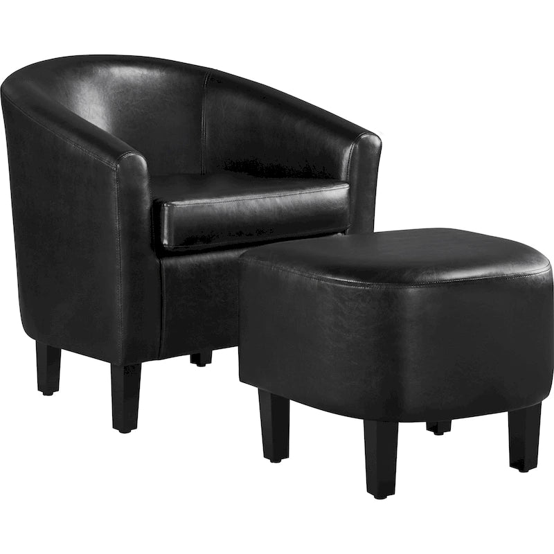 Set aus Akzent-Sessel und Hocker aus Kunstleder
