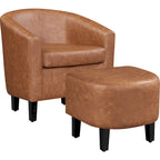 Ensemble fauteuil d’appoint et pouf en similicuir