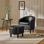 Ensemble fauteuil d’appoint et pouf en similicuir