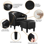 Ensemble fauteuil d’appoint et pouf en similicuir