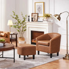 Ensemble fauteuil d’appoint et pouf en similicuir