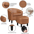 Ensemble fauteuil d’appoint et pouf en similicuir