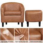 Ensemble fauteuil d’appoint et pouf en similicuir