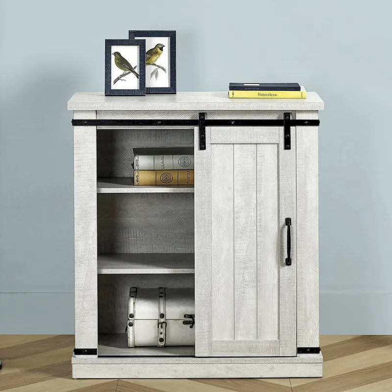 32 in. Sliding Barn Door Accent Cabinet with Adjustable Shelves