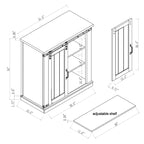 32 in. Sliding Barn Door Accent Cabinet with Adjustable Shelves