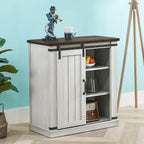 32 in. Sliding Barn Door Accent Cabinet with Adjustable Shelves