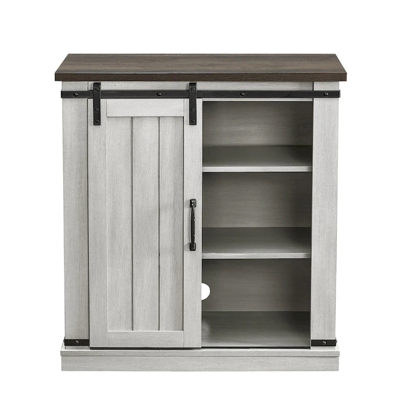 32 in. Sliding Barn Door Accent Cabinet with Adjustable Shelves