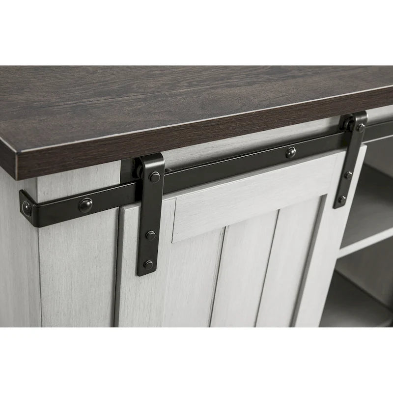 32 in. Sliding Barn Door Accent Cabinet with Adjustable Shelves