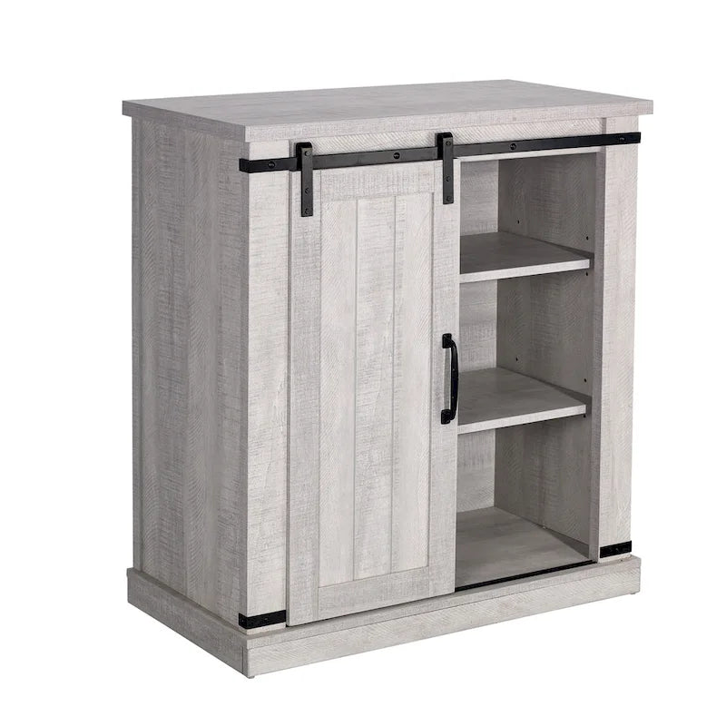 32 in. Sliding Barn Door Accent Cabinet with Adjustable Shelves