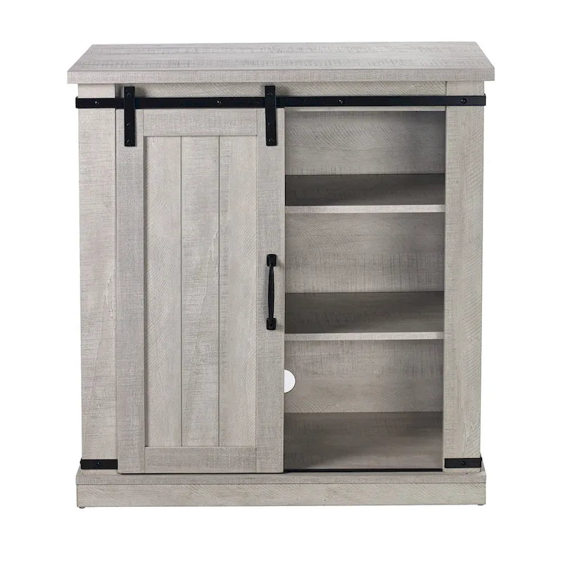 32 in. Sliding Barn Door Accent Cabinet with Adjustable Shelves