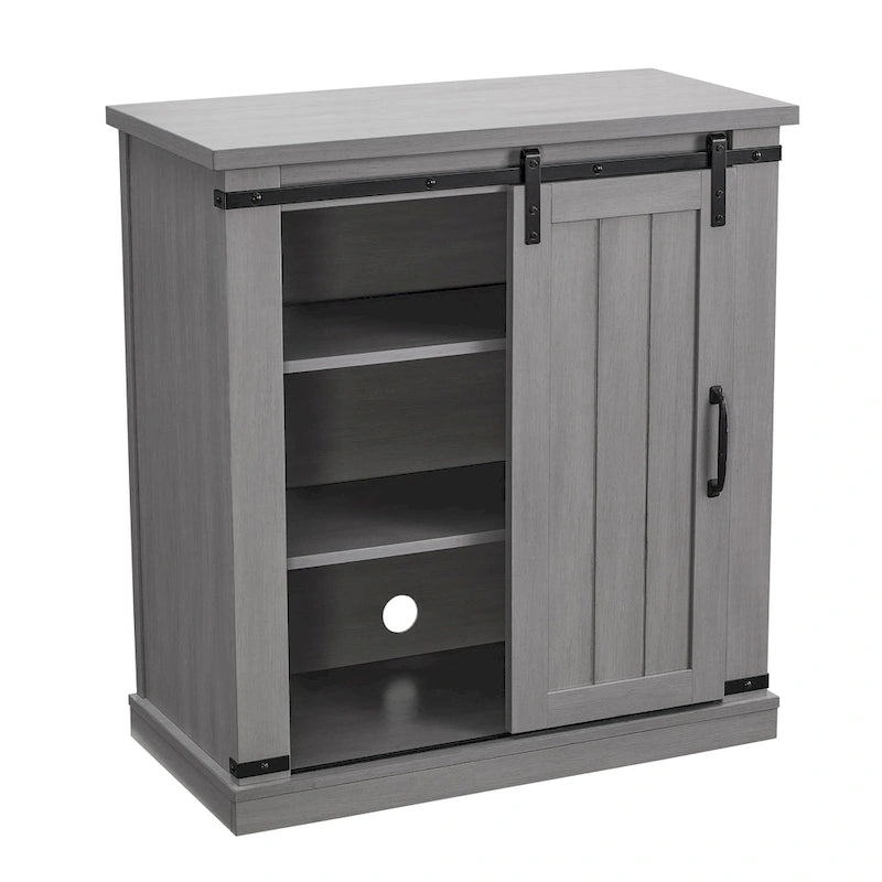 32 in. Sliding Barn Door Accent Cabinet with Adjustable Shelves