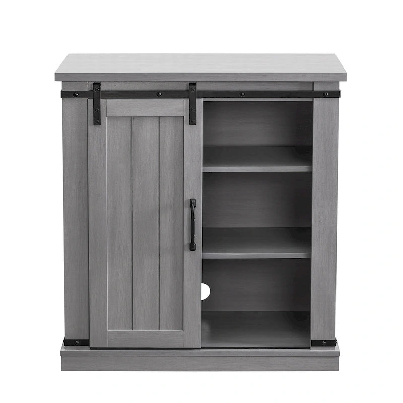 32 in. Sliding Barn Door Accent Cabinet with Adjustable Shelves
