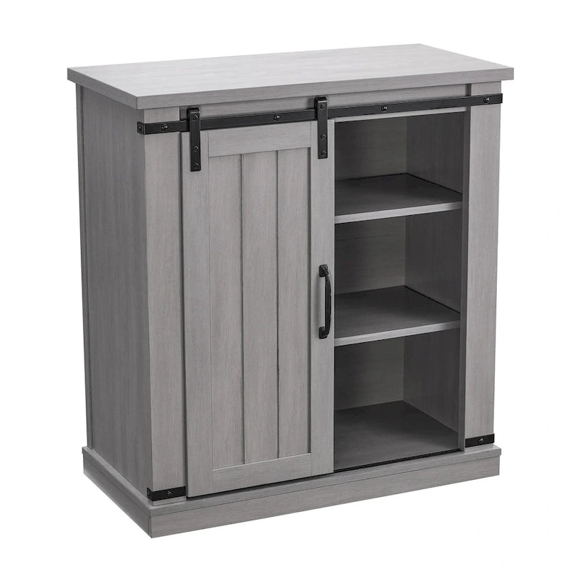 32 in. Sliding Barn Door Accent Cabinet with Adjustable Shelves