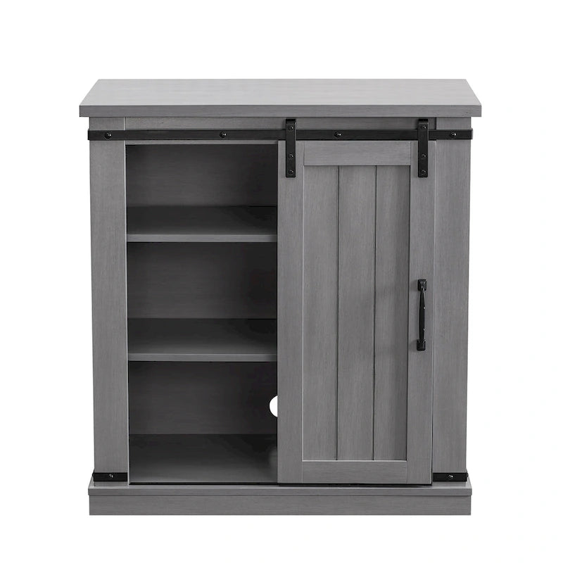 32 in. Sliding Barn Door Accent Cabinet with Adjustable Shelves