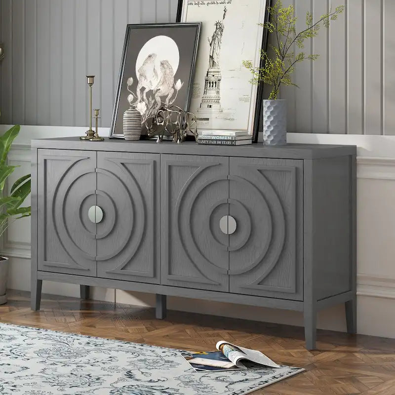 Retro-Sideboard mit runden Türgriffen – 60L x 16W x 32H
