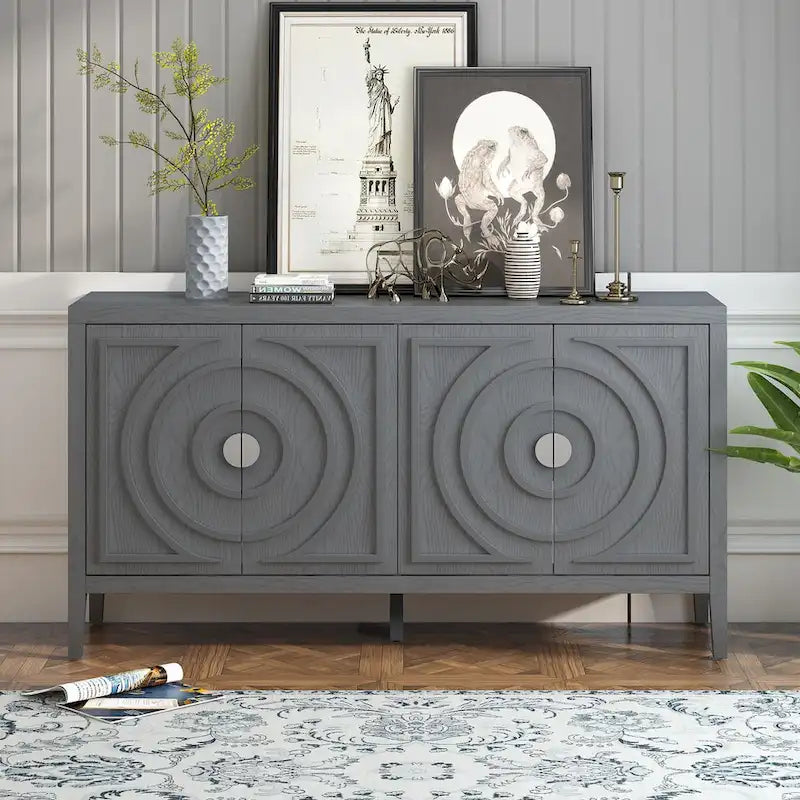 Retro-Sideboard mit runden Türgriffen – 60L x 16W x 32H