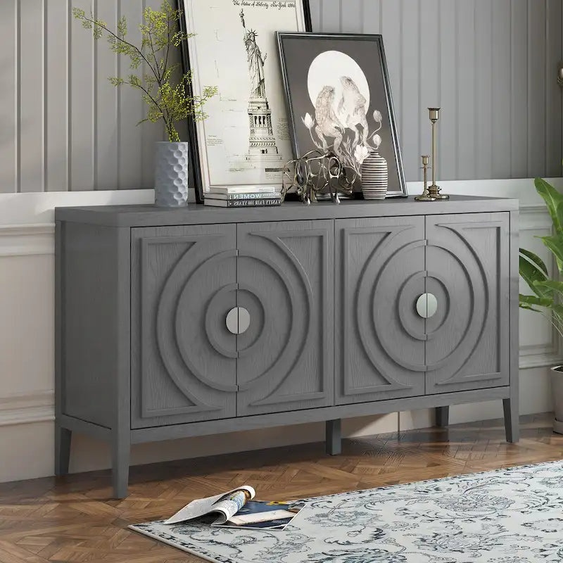 Retro-Sideboard mit runden Türgriffen – 60L x 16W x 32H