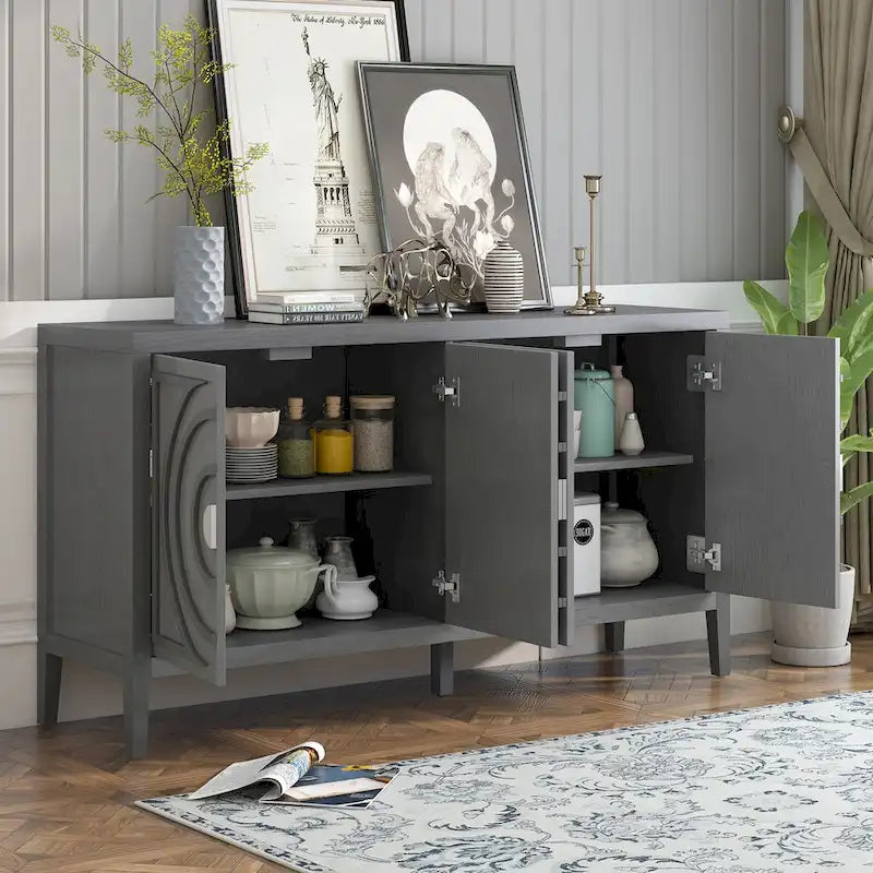Retro-Sideboard mit runden Türgriffen – 60L x 16W x 32H