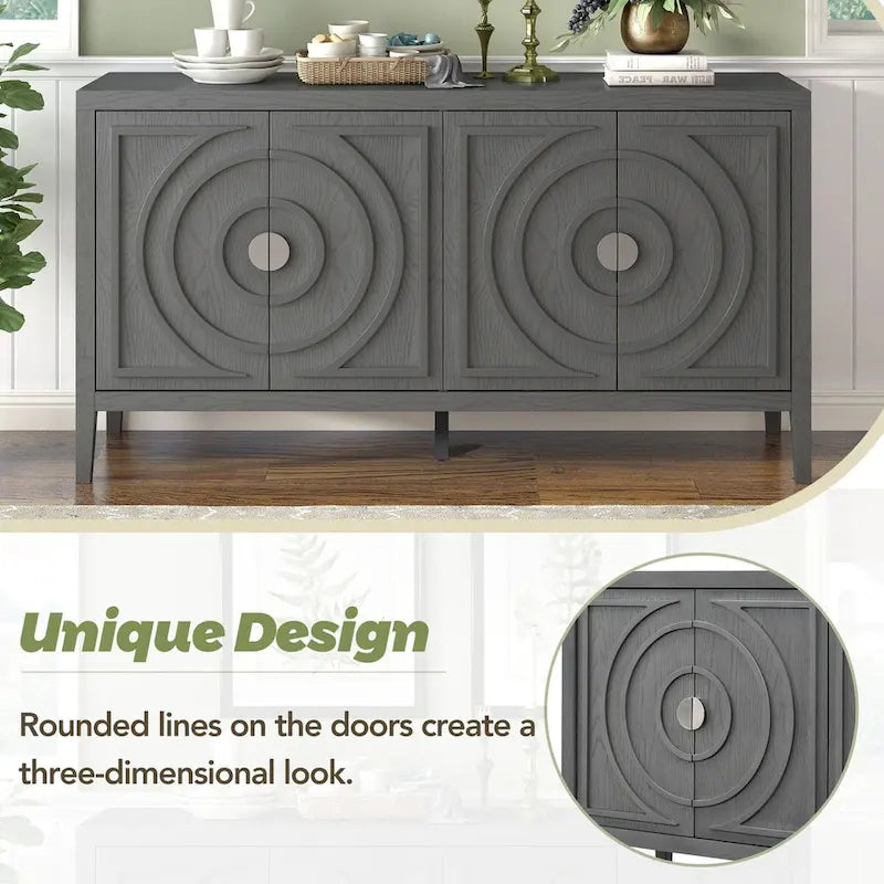 Retro-Sideboard mit runden Türgriffen – 60L x 16W x 32H