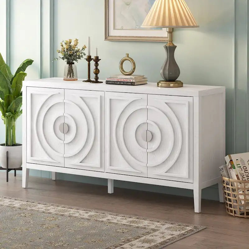 Retro-Sideboard mit runden Türgriffen – 60L x 16W x 32H