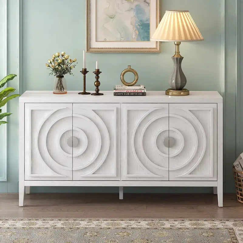 Retro-Sideboard mit runden Türgriffen – 60L x 16W x 32H