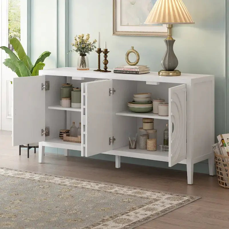 Retro-Sideboard mit runden Türgriffen – 60L x 16W x 32H