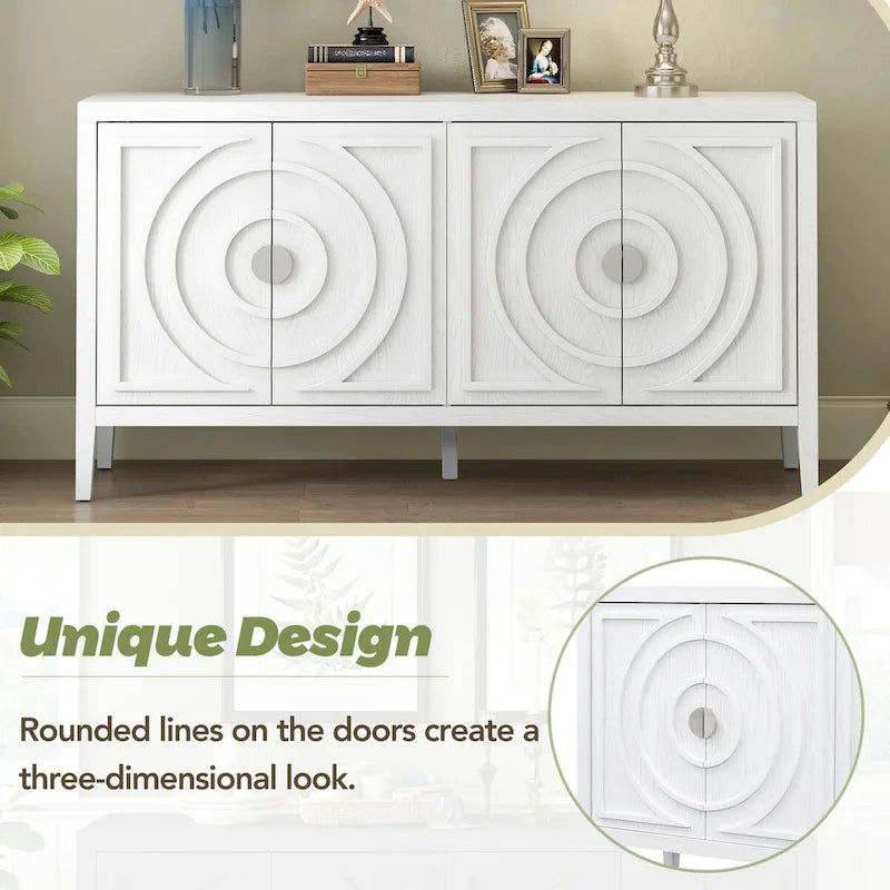 Retro-Sideboard mit runden Türgriffen – 60L x 16W x 32H