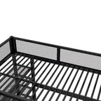 Full Size Metal Loft Bed with 4-Tier Shelves and Workstation