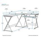 L-Shaped Computer Desk with Tempered Glass Top
