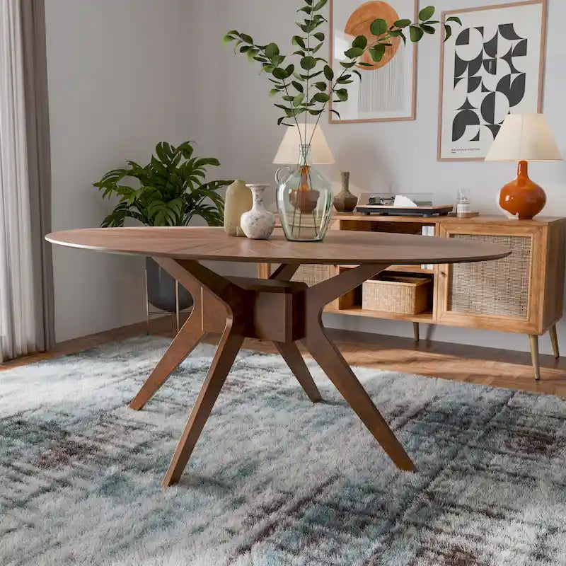 71-Inch Oval Walnut Dining Table