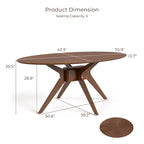 71-Inch Oval Walnut Dining Table