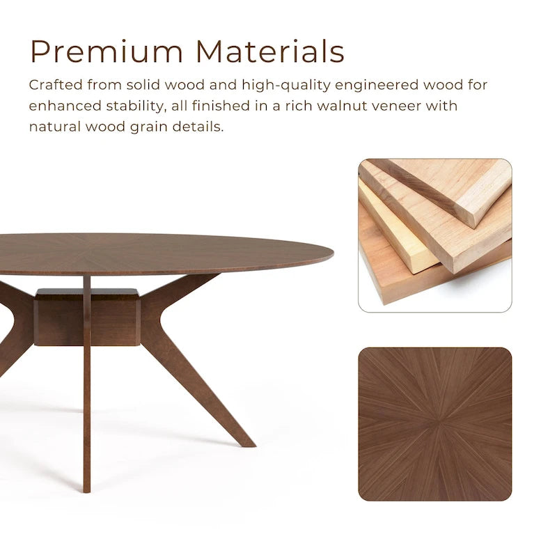 71-Inch Oval Walnut Dining Table
