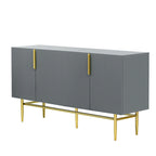 Buffet 4 portes avec poignées en métal doré, 60"L x 15.2"W x 30.9"H