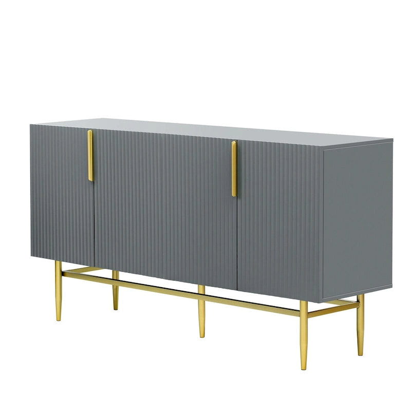 4-Door Sideboard Buffet Cabinet with Gold Metal Handles, 60"L x 15.2"W x 30.9"H