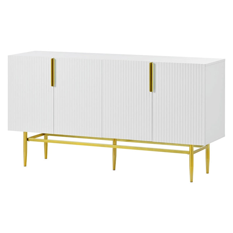 4-Door Sideboard Buffet Cabinet with Gold Metal Handles, 60"L x 15.2"W x 30.9"H