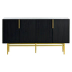 Buffet 4 portes avec poignées en métal doré, 60"L x 15.2"W x 30.9"H