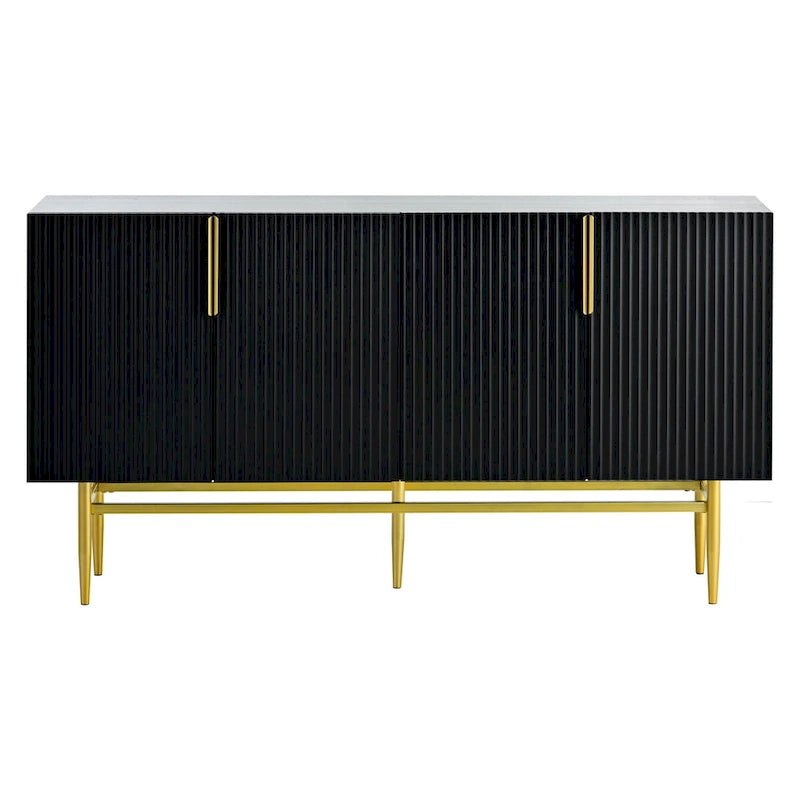 4-Door Sideboard Buffet Cabinet with Gold Metal Handles, 60"L x 15.2"W x 30.9"H