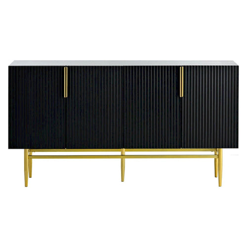 4-Door Sideboard Buffet Cabinet with Gold Metal Handles, 60"L x 15.2"W x 30.9"H