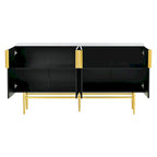 Buffet 4 portes avec poignées en métal doré, 60"L x 15.2"W x 30.9"H
