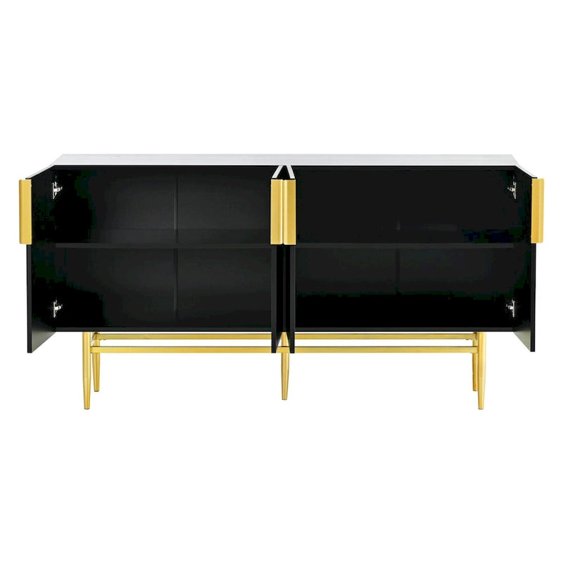 4-Door Sideboard Buffet Cabinet with Gold Metal Handles, 60"L x 15.2"W x 30.9"H