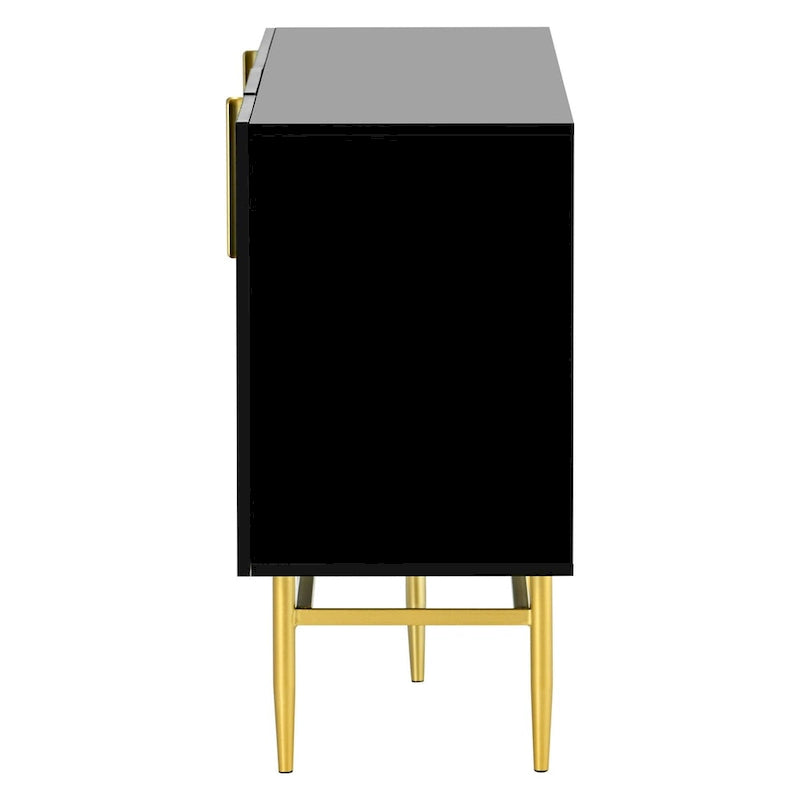4-Door Sideboard Buffet Cabinet with Gold Metal Handles, 60"L x 15.2"W x 30.9"H