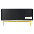 Buffet 4 portes avec poignées en métal doré, 60"L x 15.2"W x 30.9"H