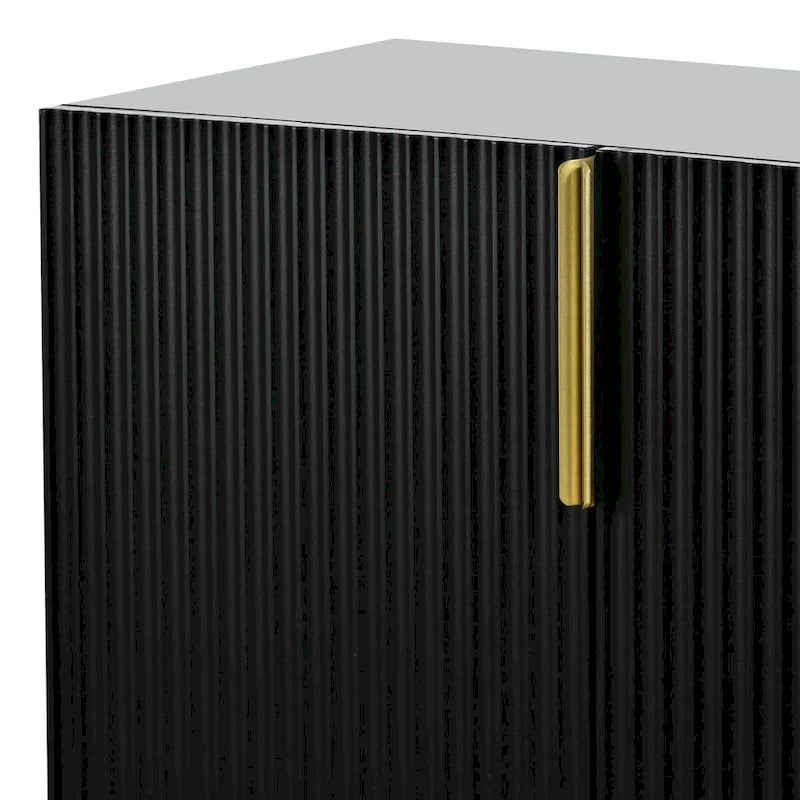 Buffet 4 portes avec poignées en métal doré, 60"L x 15.2"W x 30.9"H