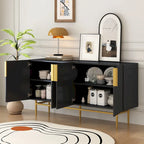 Buffet 4 portes avec poignées en métal doré, 60"L x 15.2"W x 30.9"H