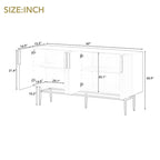 Buffet 4 portes avec poignées en métal doré, 60"L x 15.2"W x 30.9"H